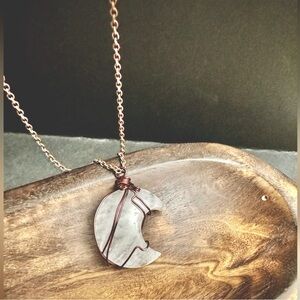 Opal copper wire wrapped pendant